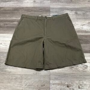 Lands End Shorts NWT Desert Olive Green Mens 38 Traditional Fit Flat Front Chino
